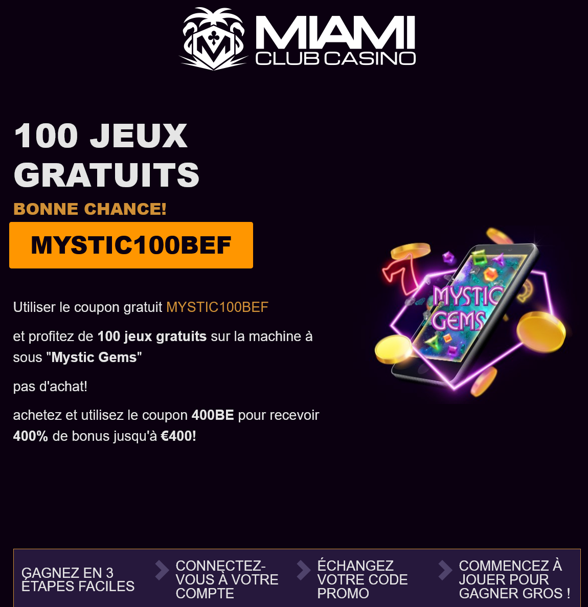 Miami Club Casino 100 Free Spins